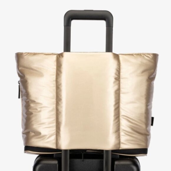 CALPAK Luka Expandable Laptop Tote in Gold - Picture 4 of 5
